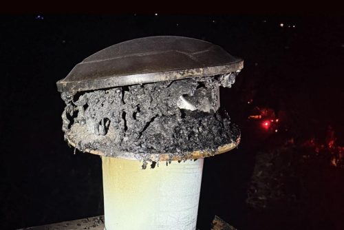 Chimney-flue fire in Rancho-Calaveras-Valley Springs area of Calaveras County -- CCFD photo