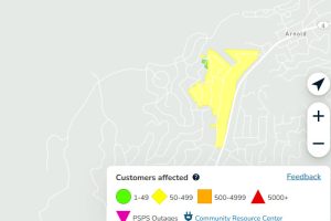 Second PGE power outage in Arnold area of Calaveras County in two days