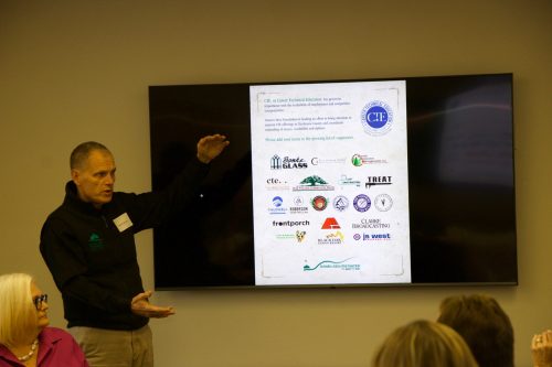 Darrell Slocum shares the number of businesses that have already committed to CTE Support -- TCSOS photo
