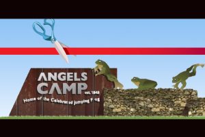 Clean California Gateway Monument and Wayfinding Project sign for Angels Camp -- CCPW graphic