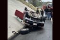Montano's vehicle flipped over on Sanguinetti Road under the Hwy 108 overpass -- TCSO photo