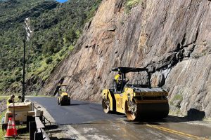 Crews work to repair HWY 140 near Briceburg were a rockslide blocked the roadway last week -- Caltrans photo