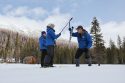 DWR officials conducting the April manual snowpack survey at the Phillips Station in Lake Tahoe
