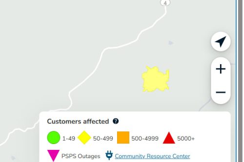 PGE Power outage in the Dorrington area of Calaveras County
