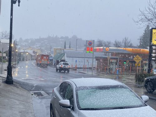 Friday snow in downtown Sonora
