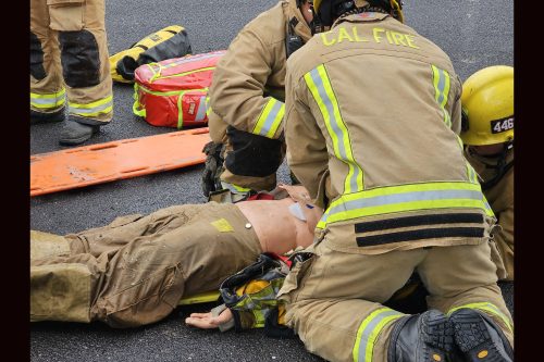 The Bret Harte High School Fire Tech Program comprehensive training exercise with local first responders for students to get hands-on experience -- Bret Harte High photo