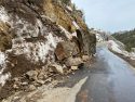 Large boulder blocking the Highway 4 Ebbetts Pass that had to be removed -- Caltrans District 10 photo