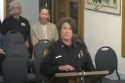 Chief Aimee New being recognized at the City Council meeting on Monday 4-7-2025