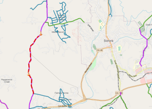 Jamestown Road Closure - Marked in red