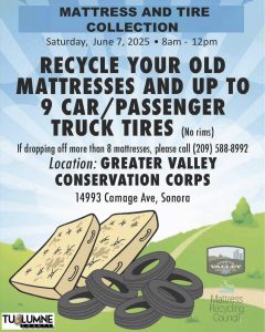 Tuolumne County To Host Free Mattress And Tire Recycling Event