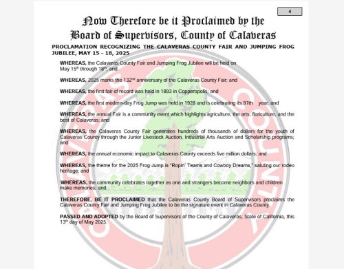 Calaveras Fair Proclamation