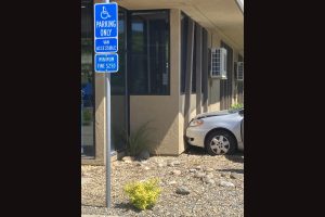 Sedan crashes into Sonora DMV building -- Photo taken by Sabrina Biehl