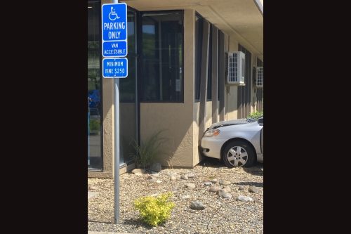 Sedan crashes into Sonora DMV building -- Photo taken by Sabrina Biehl