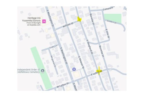 TUD sewer maintenance in downtown Sonora -- TUD map