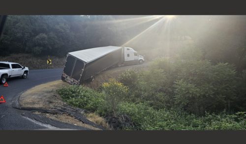 Big Rig Truck Stuck Near Tuttletown - Photo by Russ Hamilton