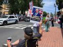Counter-protesters at the No Kings Rally in front of the Veterans Memorial Hall in downtown Sonora -- Photo taken by Tracey Petersen