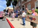 Counter-protesters and supporters at the No Kings Rally in front of the Veterans Memorial Hall in downtown Sonora -- Photo taken by Tracey Petersen