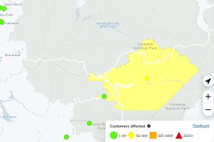 PGE power outage in Yosemite National Park -- PGE map