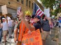 Protesters supporting the No Kings Rally at Courthouse Park in downtown Sonora -- Photo taken by Tracey Petersen
