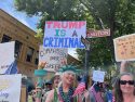Protesters supporting the No Kings Rally at Courthouse Park in downtown Sonora -- Photo taken by Tracey Petersen