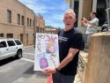 Protester supporting the No Kings Rally at Courthouse Park in downtown Sonora -- Photo taken by Tracey Petersen