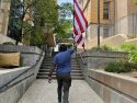 Protester supporting the No Kings Rally at Courthouse Park in downtown Sonora -- Photo taken by Tracey Petersen