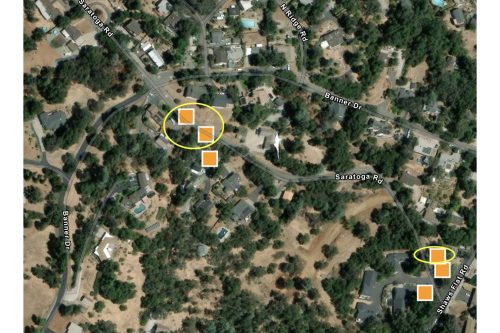 Saratoga Road, between Shaws Flat Road and Banner Road, near Sonora High School -- NorCal Tree map