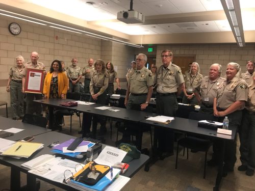 Senator Marie Alvarado Gil recognizes Calaveras Sheriff's Office volunteers - Photo by Paul Shinn