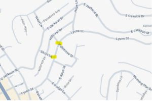 TUD map of impacted area where sewer work will take place