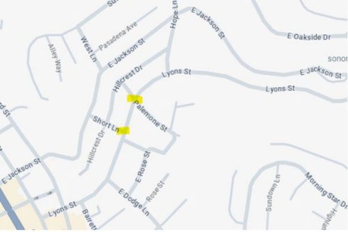 TUD map of impacted area where sewer work will take place