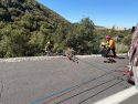 Pickup crash on Highway 120 where a rope rescue performed to get the pinned driver out—TCFD photo