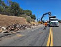Mono Way crash site with debris being cleared -- CHP photo