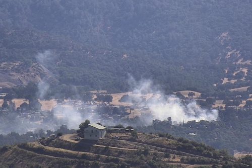 Marshall Fire burning in San Andreas in Calaveras County -- PGE camera