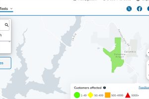 PGE power outage at Columbia Airport in Columbia