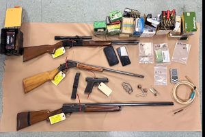 Firearms found during the drug house raid in Jamestown—TCSO photo