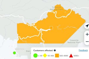 PGE power outage in Yosemite National Park -- PGE map