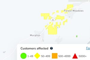 PGE power outage in the Murphys area of Calaveras County—PGE map