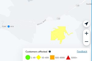 Power outage in East Sonora -- PGE map