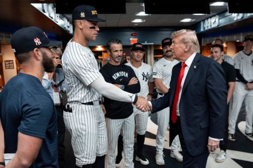 Trump Tigers Yankees Baseball