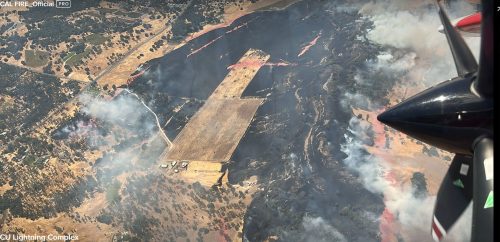 Aerial shot of the 6-5 Fire -- CAL Fire TCU