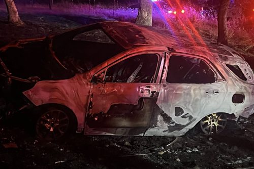 Amazon Prime van fiery crash in Valley Spring—CCF photo