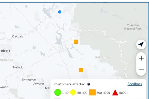 Power outage in Mariposa County—PGE map