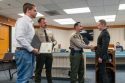 TC Sheriff David Vasquez present Deputy Jacob Hall with the Life Saving Medal