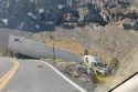 Big rig partially blocking HWY 108 after going off the roadway -- Photo taken by Carole Phipps around 9 a.m.