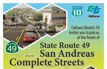 Caltrans District 10 State Route 49 San Andreas Complete Streets forum flyer