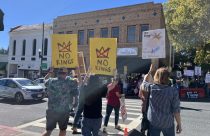 No Kings protest in Courthouse Park in Sonora -- Photo taken by Tracey Petersen