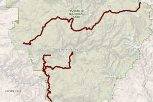 Impacted roadways in Yosemite National Park—U.S. Forest Service map