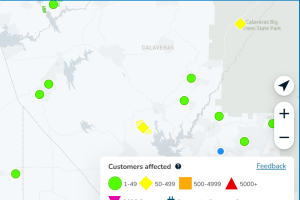 PG&E power outage in Calaveras County—PG&E map