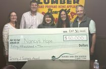 SAF board members with Nancy Scott (second from right) of Nancy's Hope after awarding the Irving J Symons Award and a fifty-thousand-dollar check -- Photo Tracey Petersen