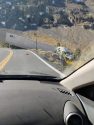 Big rig partially blocking HWY 108 after going off the roadway -- Photo taken by Carole Phipps around 9 a.m.